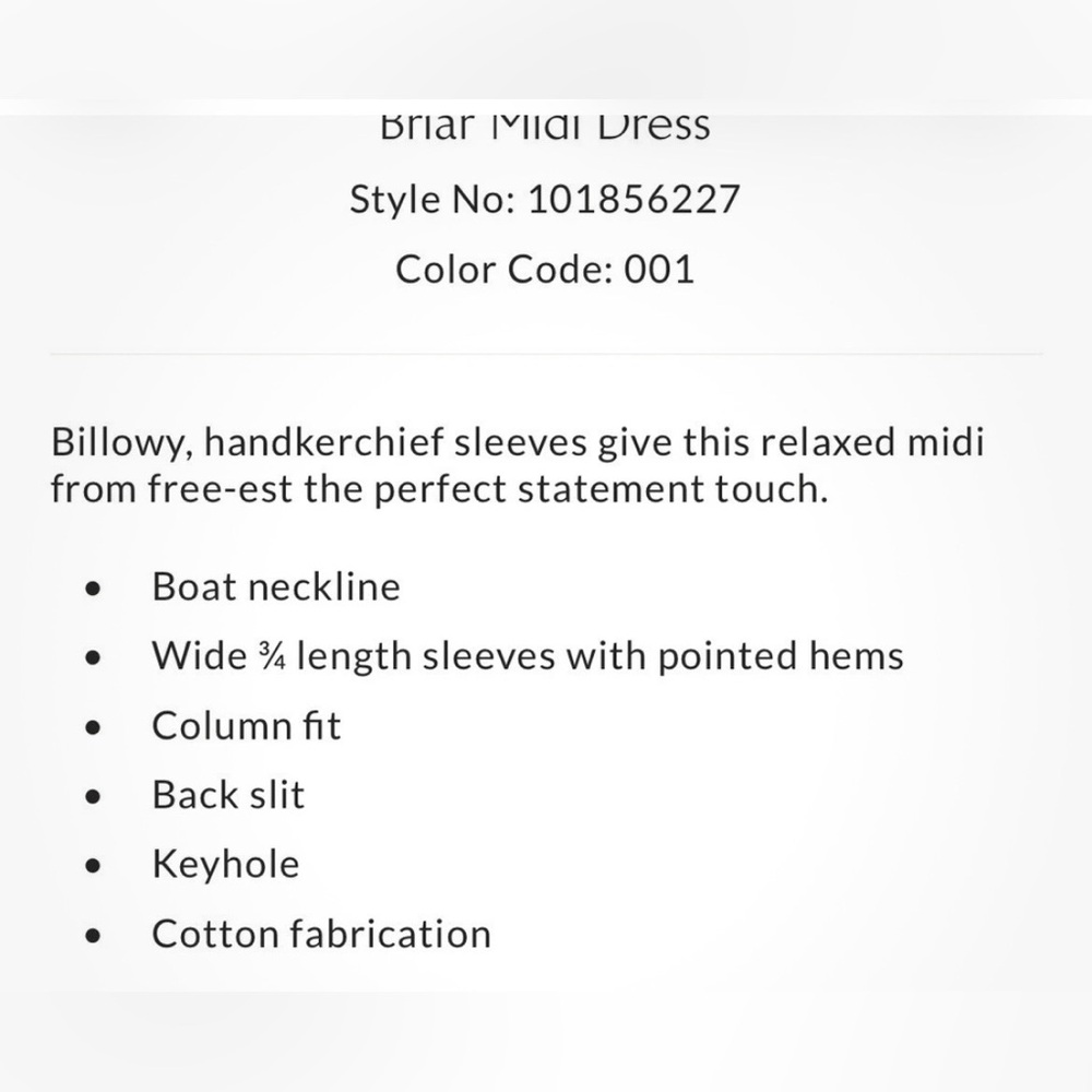 NEW FREE PEOPLE Briar Black Midi Dress, M - Picture 10 of 10